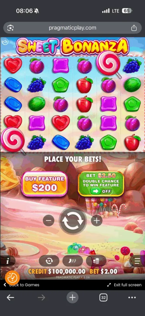 Interface de jogo mobile Sweet Bonanza otimizada para smartphones e tablets